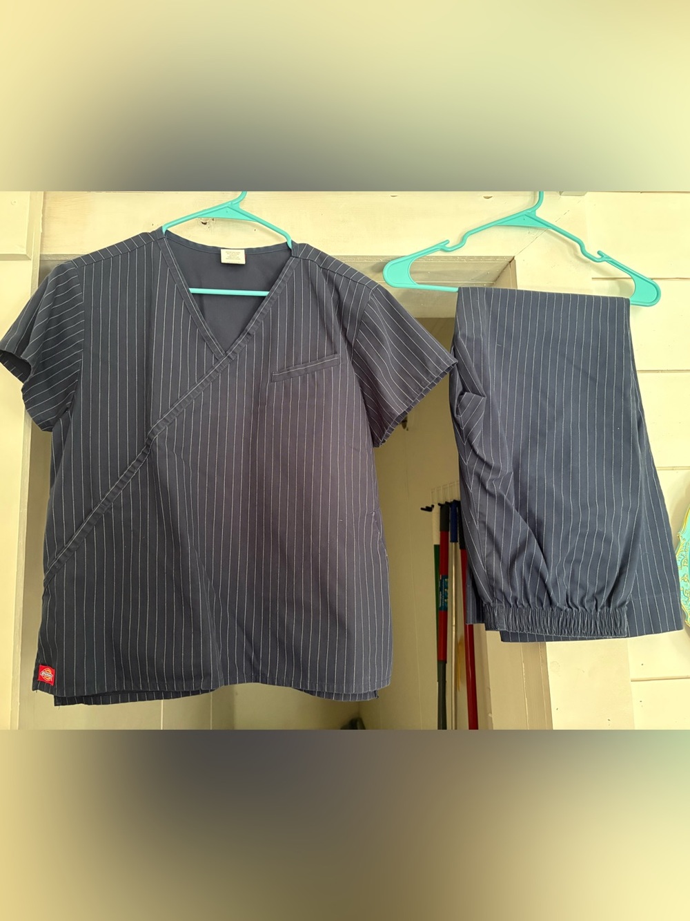 Dickies Navy Pinstripe Scrub Set